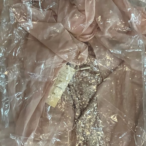 Eureka Sequin Illusion Halter Evening Prom Dress W/Sheer Overlay Rose Gold XS - Picture 7 of 11